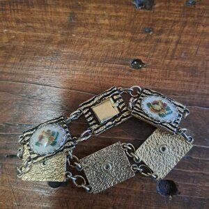 Magnificent vintage bracelet with small cross-stitch embroidery